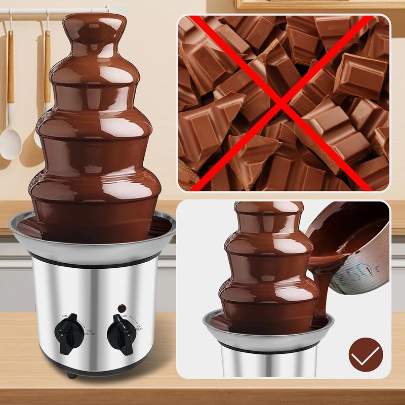 Ottapic Chocolate Fountain Machine Electric Chocolate Fondue Fountain Machine 4 Tier Stainless Steel 4-Pound Capacity for Chocolate, Butter, Cheese - Image 2